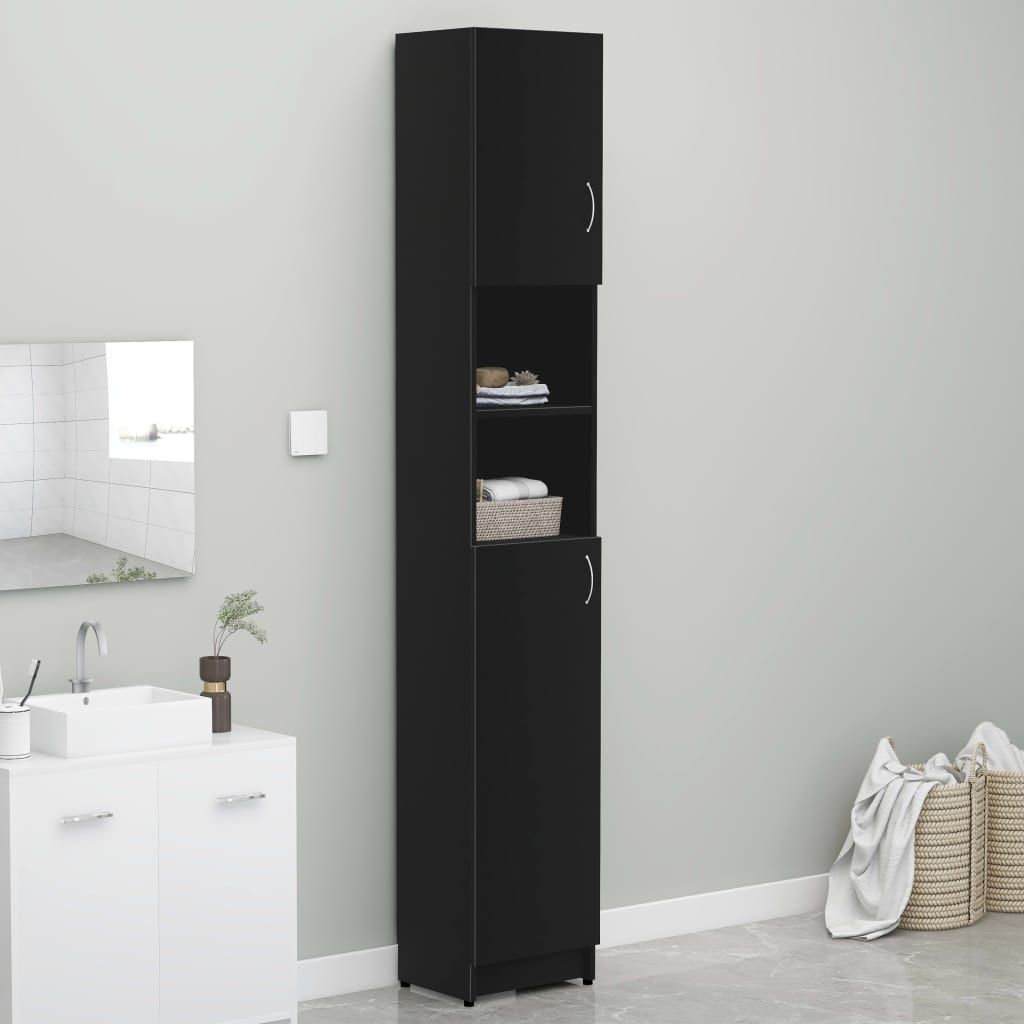 Bathroom Cabinet Black 32x25.5x190 cm Chipboard