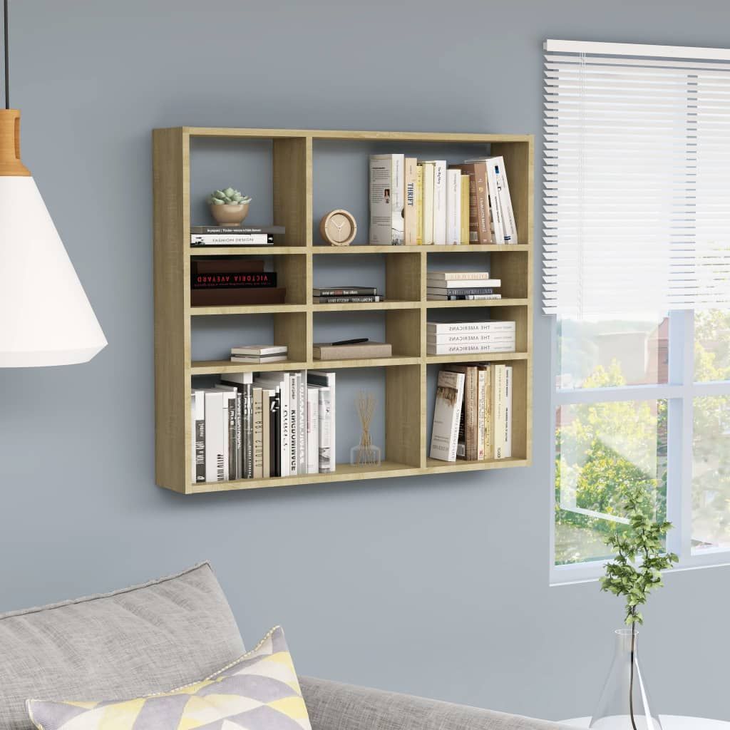 Wall Shelf Sonoma Oak 90x16x78 cm Chipboard