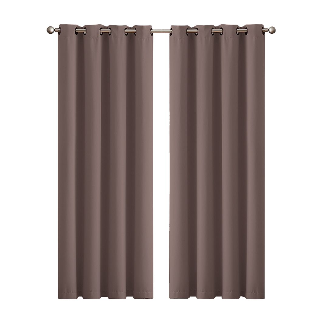 2x Blockout Curtains Panels 3 Layers Eyelet Room Darkening 140x230cm Taupe