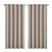 2x Blockout Curtains Panels 3 Layers Eyelet Room Darkening 180x230cm Beige