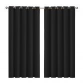 2x Blockout Curtains Panels 3 Layers Eyelet Room Darkening 180x230cm Black