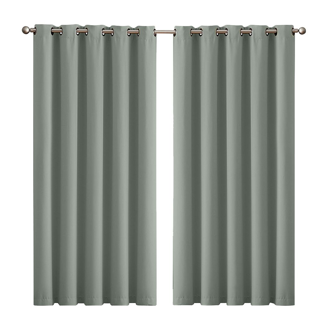 2x Blockout Curtains Panels 3 Layers Eyelet Room Darkening 180x230cm Grey