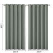 2x Blockout Curtains Panels 3 Layers Eyelet Room Darkening 180x230cm Grey