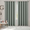 2x Blockout Curtains Panels 3 Layers Eyelet Room Darkening 180x230cm Grey