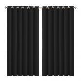 2x Blockout Curtains Panels 3 Layers Eyelet Room Darkening 240x230cm Black
