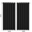 2x Blockout Curtains Panels 3 Layers Eyelet Room Darkening 240x230cm Black