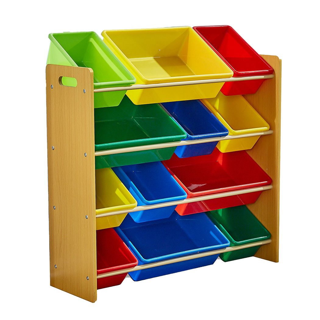 Levede 12Bins Kids Toy Box Bookshelf Organiser Display Shelf Storage Rack Drawer