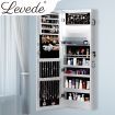 Levede Wall Mounted or Hang Over Mirror Jewellery Cabinet with LED Light White