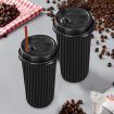 200 Pcs 16oz Disposable Takeaway Coffee Paper Cups Triple Wall Take Away w Lids