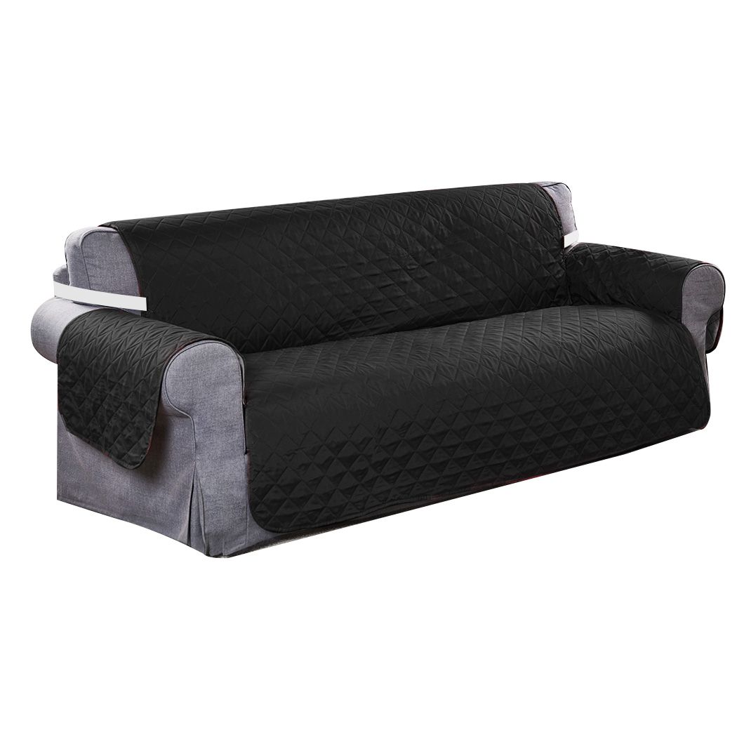 Sofa Cover Couch Lounge Protector Quilted Slipcovers Waterproof Black 335cm x 218cm