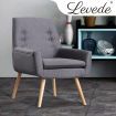 2x Levede Luxury Upholstered Armchair Dining Chair Accent Sofa Padded Fabric