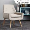 Levede 2x Upholstered Fabric Dining Chair Kitchen Wooden Modern Cafe Chairs