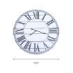 Large Retro Vintage Wall Clock Roman Numerals Giant Open Face Metal Wooden 60cm