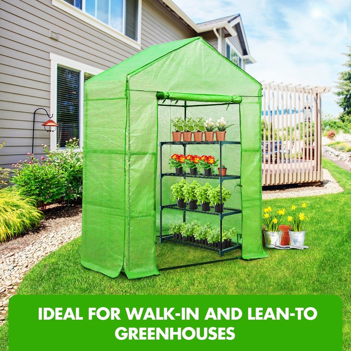 2x 4 Tier Plant Shelves Greenhouse Supplies Plant Stand Metal Shelving Crazy Sales