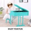 Melodic 30 Keys Classic Kids Piano Wooden Baby Grand Piano with Bench Green