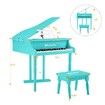 Melodic 30 Keys Classic Kids Piano Wooden Baby Grand Piano with Bench Green
