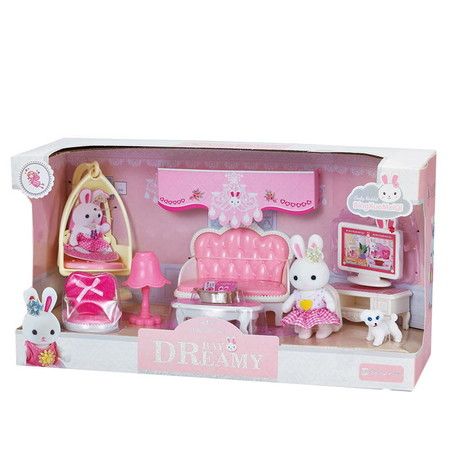 MINI Rabbit Home Feature Playset Pretend Play Toy Gifts