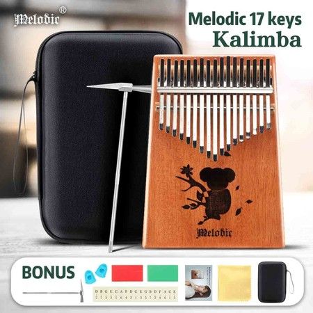 Melodic 17 Keys Koala Kalimba Mahogany Wood Thumb Piano Finger Percussion w/ Tuning Hammer