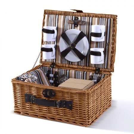 4 Person Picnic Basket Wicker Baskets Set Outdoor Corporate Gift ...