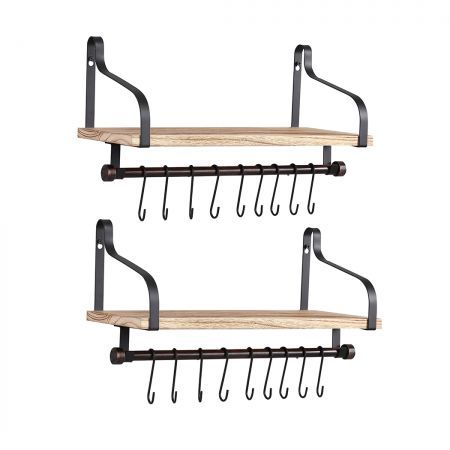 Wall Mounted Shelf Storage Shelves Support Bracket Metal Hook Holder Black 