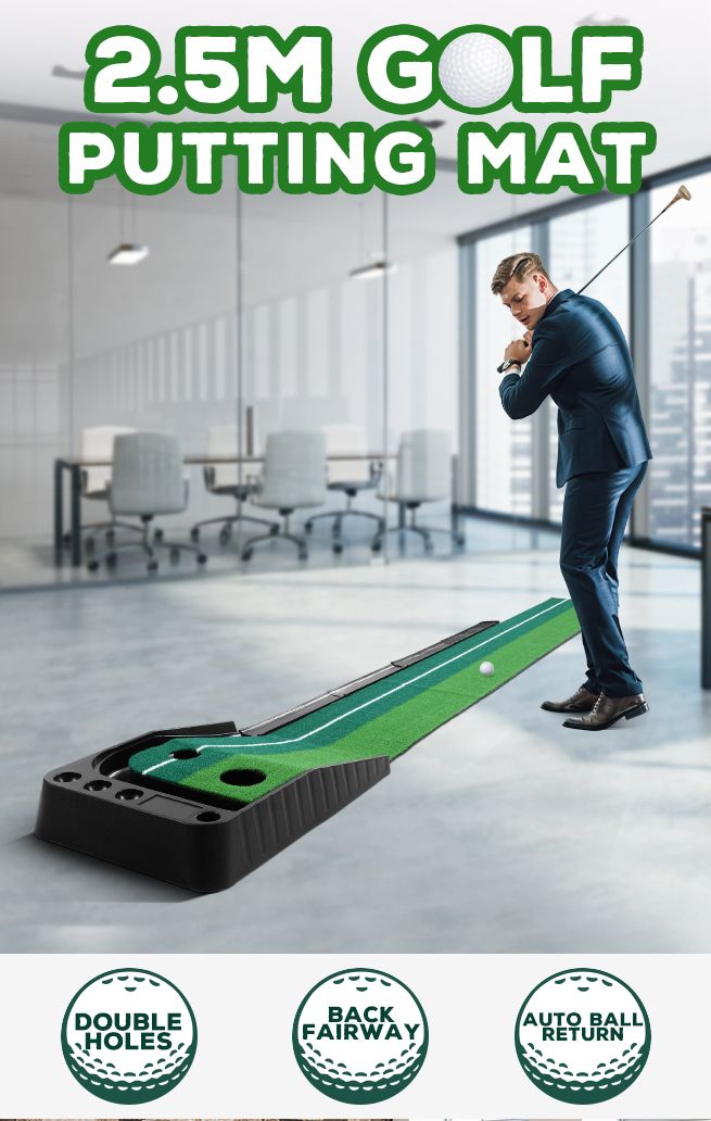 2.5M Golf Putting Mat Indoor Putting Greens Golf Practice Mat with Auto