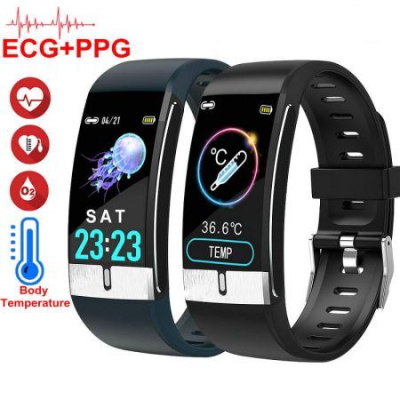 Smart Watch Body Temperature ECG PPG Heart Rate Blood Pressure Oxygen Fitness Tracker Col. Dark Blue