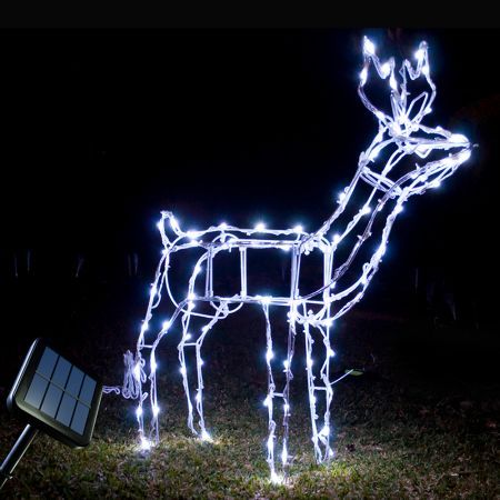 Stockholm Christmas Lights 100 LEDs Solar Standing Reindeer Outdoor ...