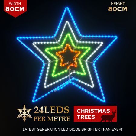 Stockholm Christmas Lights LED Rope Star 4 in 1 Outdoor Garden Xmas Decoration 80 x 80CM