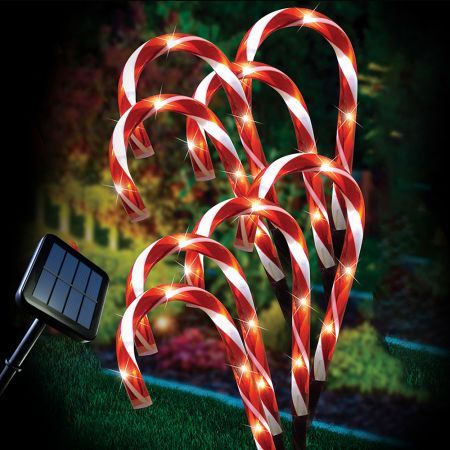Stockholm Christmas Lights 8pcs Solar LED Candy Canes Outdoor Garden Path Decoration 32CM