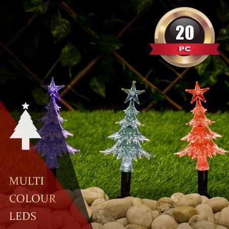 Stockholm Christmas Lights 20pcs LED Solar Mini Path Trees Outdoor Garden Xmas Decoration