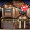 Stockholm Christmas String Lights 960 LEDs Snowing Curtain Icicle Outdoor Garden Decor 23M