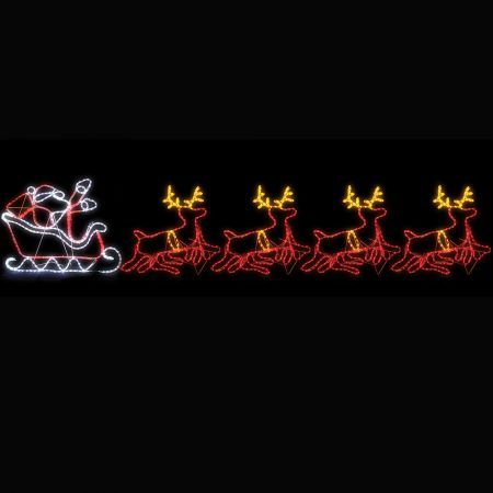 Stockholm Christmas Lights LED Rope Santa Claus Sleigh 4 Reindeers Motifs Outdoor 530CM