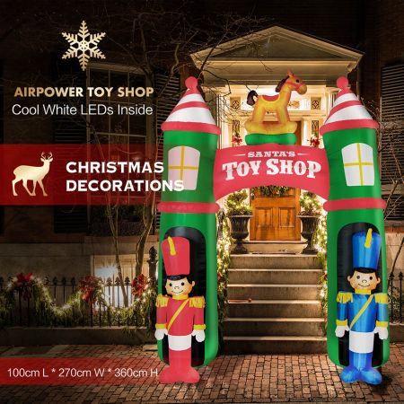 Stockholm Christmas Lights LED Inflatable Santa Claus' Toy Shop Arch House Xmas Motif Decor