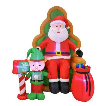 Stockholm Christmas Lights 1.8M Led Inflatable Santa on Chair Cute Elf Outdoor Xmas Motif