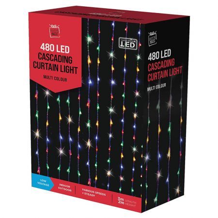 Stockholm Christmas Lights 480 LEDs Window Curtain Multi Color Xmas Outdoor Decor 3x2M