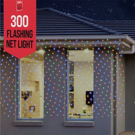 Stockholm Christmas Lights 300 LEDs Waterfall Curtain Net Outdoor Garden Xmas Decoration 2x3M
