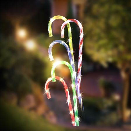 Stockholm Christmas Lights 5pcs LED Candy Canes Multi Color Path