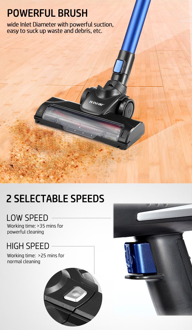 2in1 Cordless Vacuum Cleaner Stick Handheld Cleaning 2 Speed HEPA