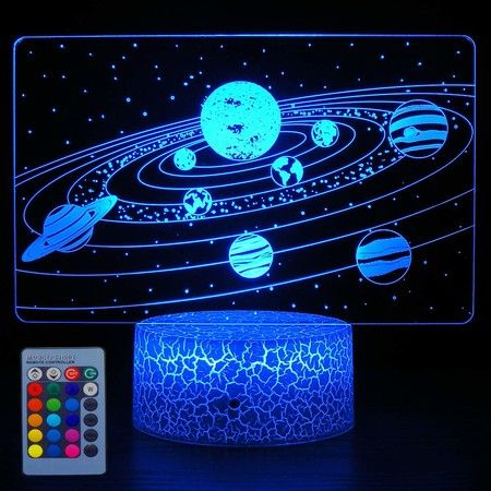 3D Powered USB Bedside Lamp Visual Illusion universe 16 Colors Perfect Gift