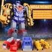 5-in-1 Construction Vehicles -Transform into Robot Action Figures, Assemble into Giant Pull-Back Truck