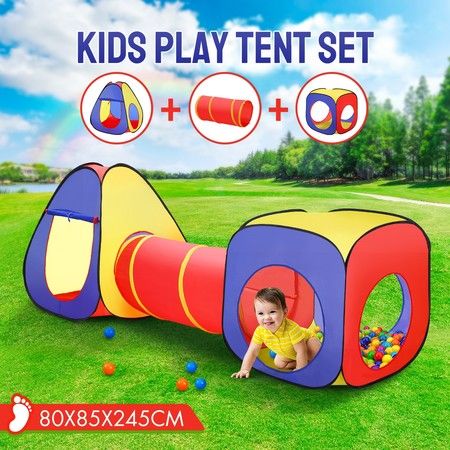 Kids Play Tent with Tunnel Set Children Teepee Tent Play House with Play Crawl Tunnel 