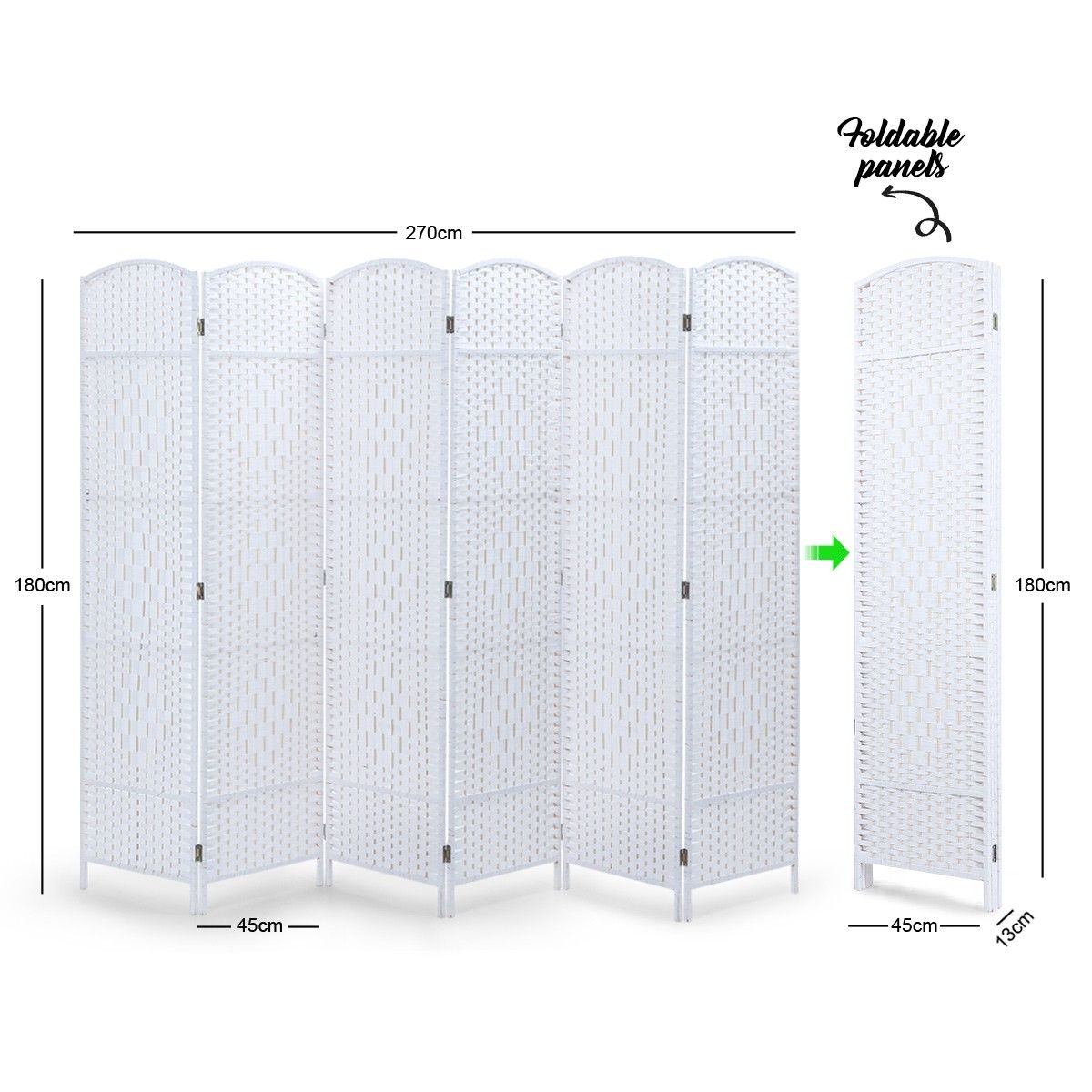 6 Panel Room Divider Decorative Folding Rattan Wicker Screen Room ...