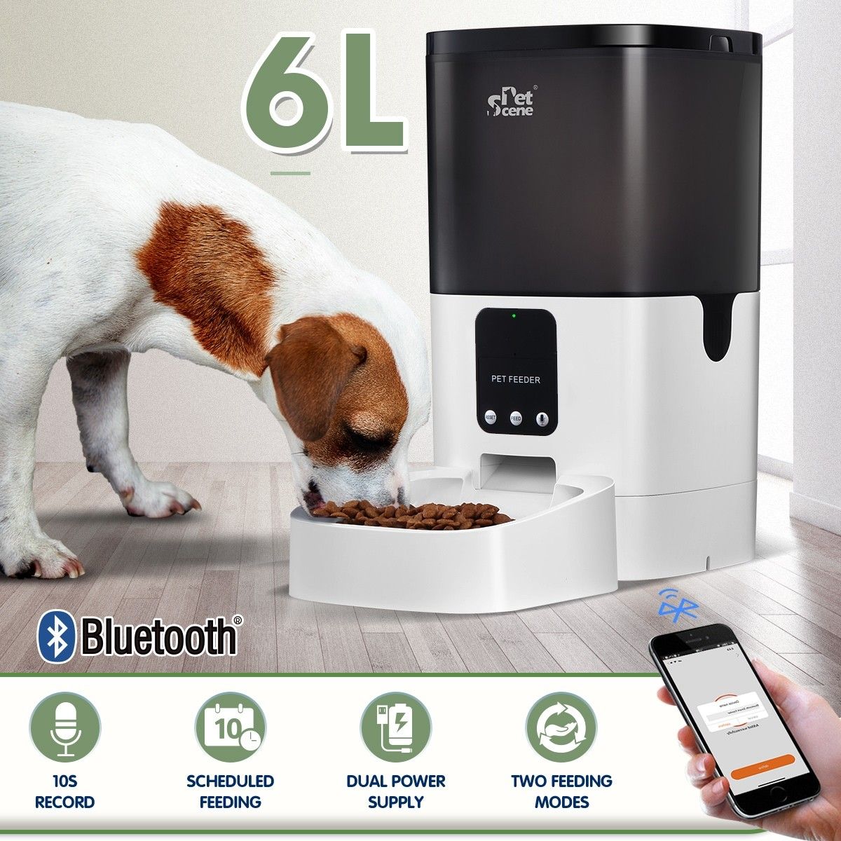 Petscene 6L Automatic Pet Feeder Dog Cat Feeder Food Dispenser with Bluetooth Crazy Sales