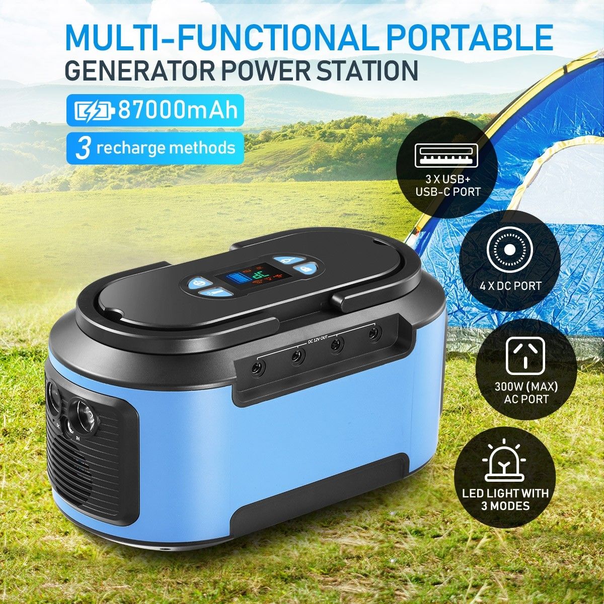 87000mAh  Portable Generator Power Station Solar Battery Charger