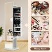 Slim Rotating Mirror Jewellery Storage Cabinet Free Standing Armoire Organizer White