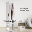 Slim Rotating Mirror Jewellery Storage Cabinet Free Standing Armoire Organizer White