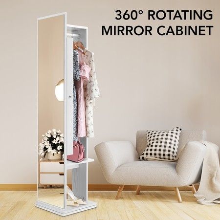 Slim Rotating Mirror Jewellery Storage, Standing Mirror Jewelry Armoire Ikea