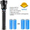 LED Flashlight,Zoomable And Water Resistant Torch with 26650 Battery And USB Rechargeable