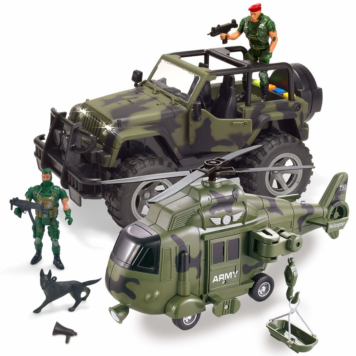 Friction Powered Realistic Military Vehicle kid toy Car 6pieceset Including Military Truck