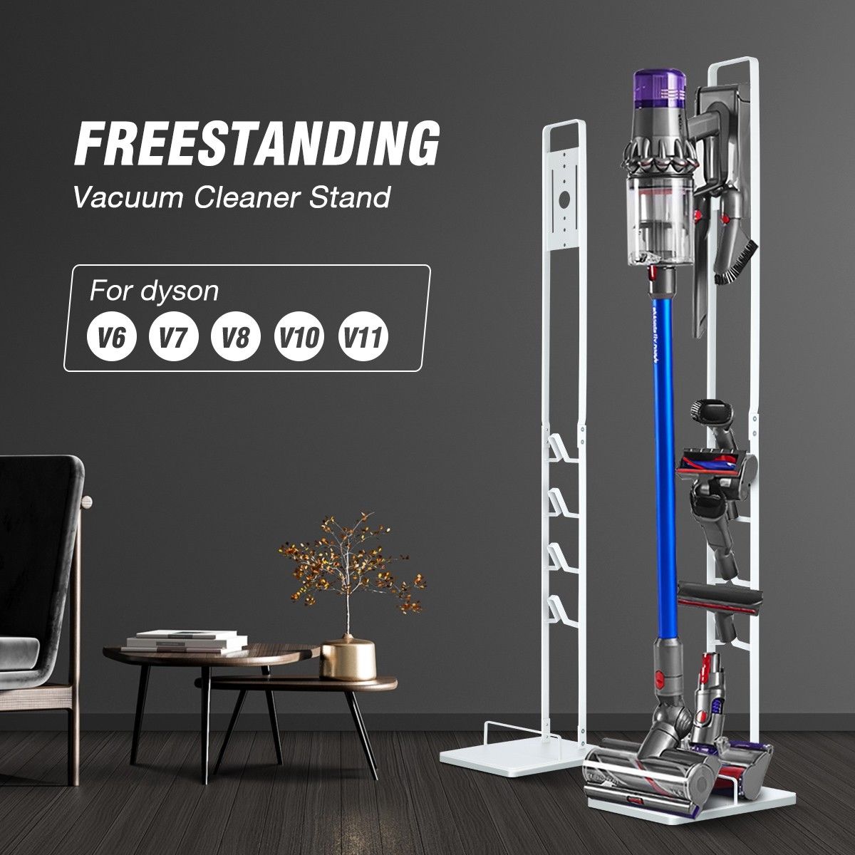 Freestanding Dyson Cordless Vacuum Cleaner Metal Stand Rack Hook V6 V7